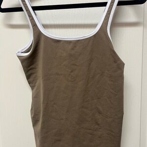 Athleta Brown Tank Top with White Trim